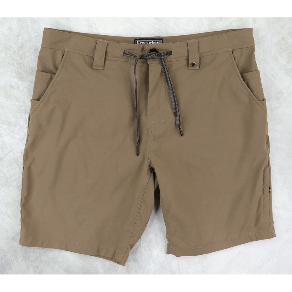 686 Everywhere Hybrid Shorts Mens 32 Khaki Brown Technical Stretch Travel Hiking